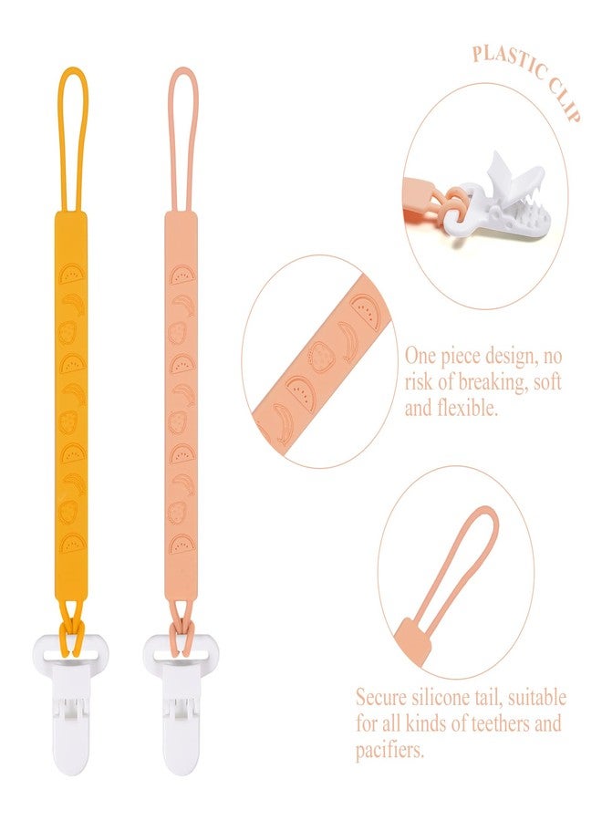 AmazingM One Piece Design Silicone Pacifier Clip Holder for Baby Boys and Girls,Pack of 4 Flexible Paci Leash,Binky Clips,Newborn Essentials (Fruits, Yellow) - Image 3